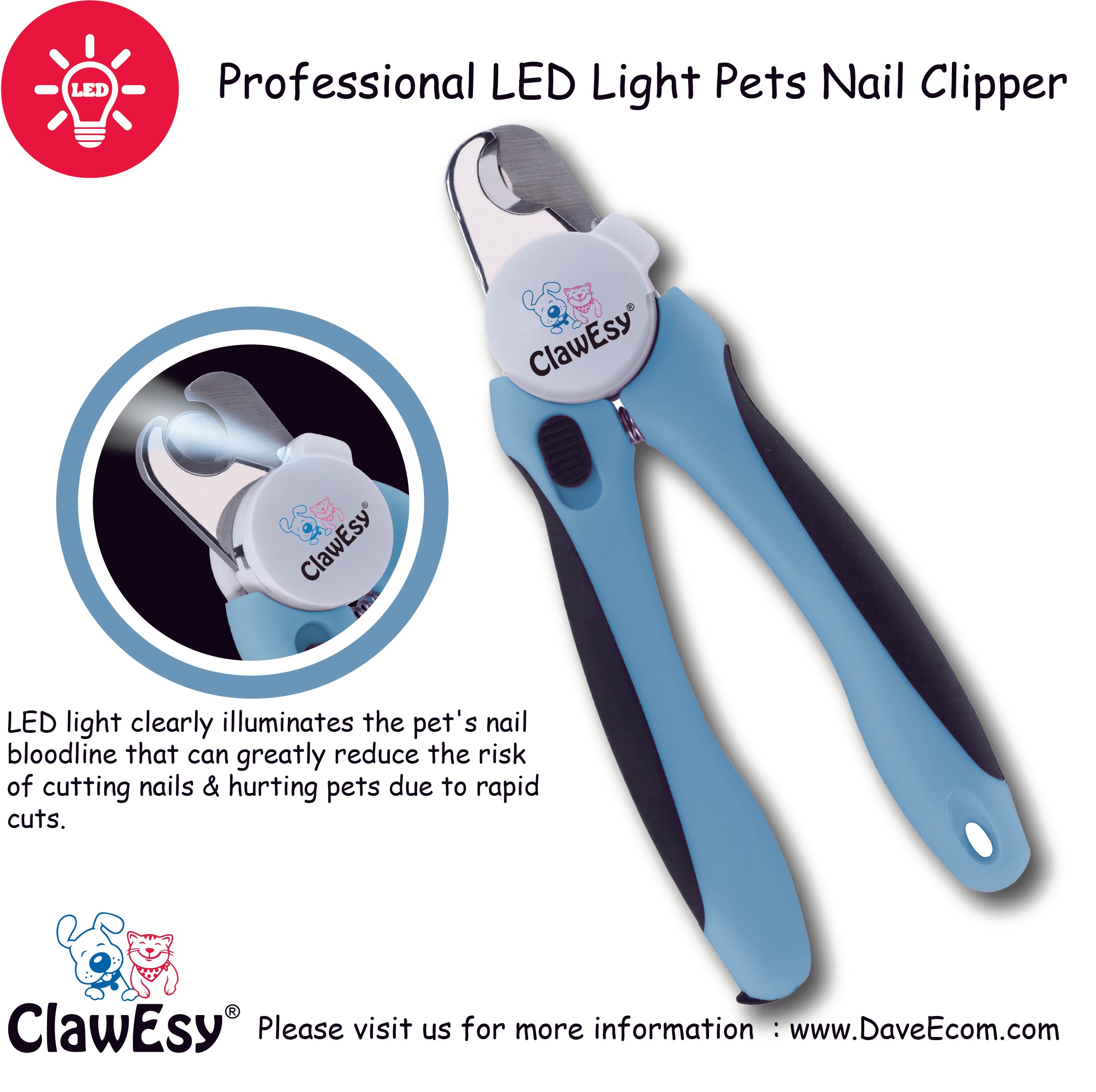 Nail Clippers With Led Light For Dogs Cats, Nail Clippers For Cats Dogs,  With Nail File And Splash-resistant Guard, For Medium And Small Pets Claw  Gro
